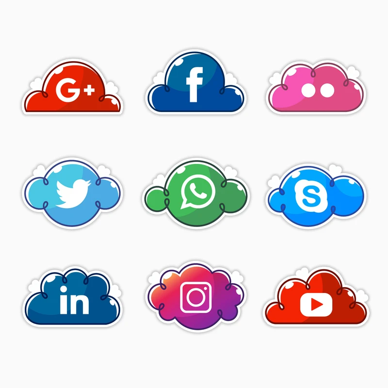 استیکر لپ تاپ و موبایل بووم طرح رسانه های اجتماعی کد MR148 مجموعه 9 عددی
