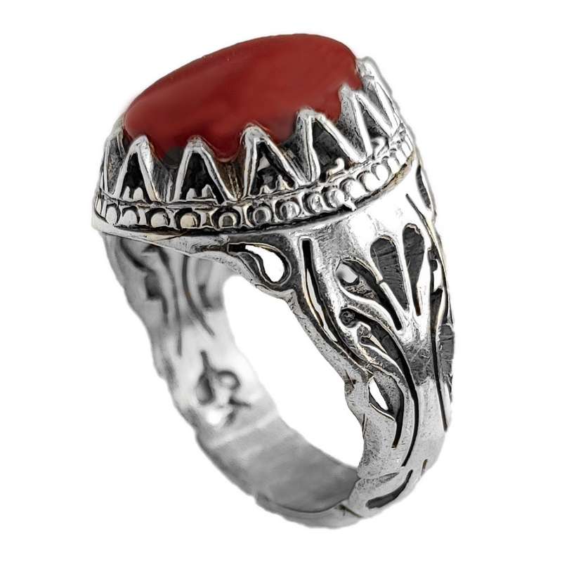 انگشتر نقره مردانه مدل عقیق یمنی MY1018