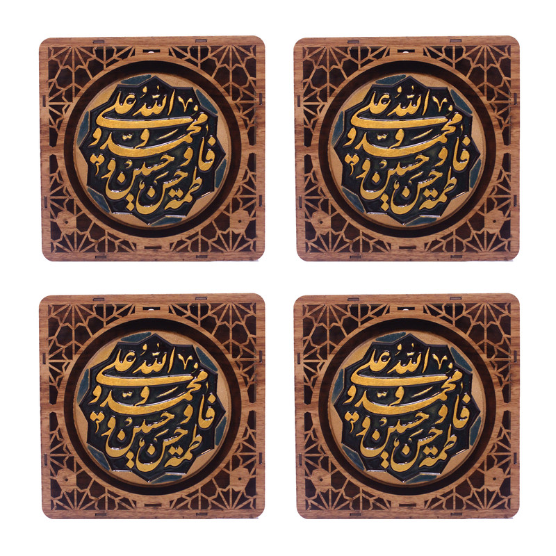 تابلو برجسته طرح یااباعبدالله الحسین مدل دایره هشت پر بسته 4 عددی