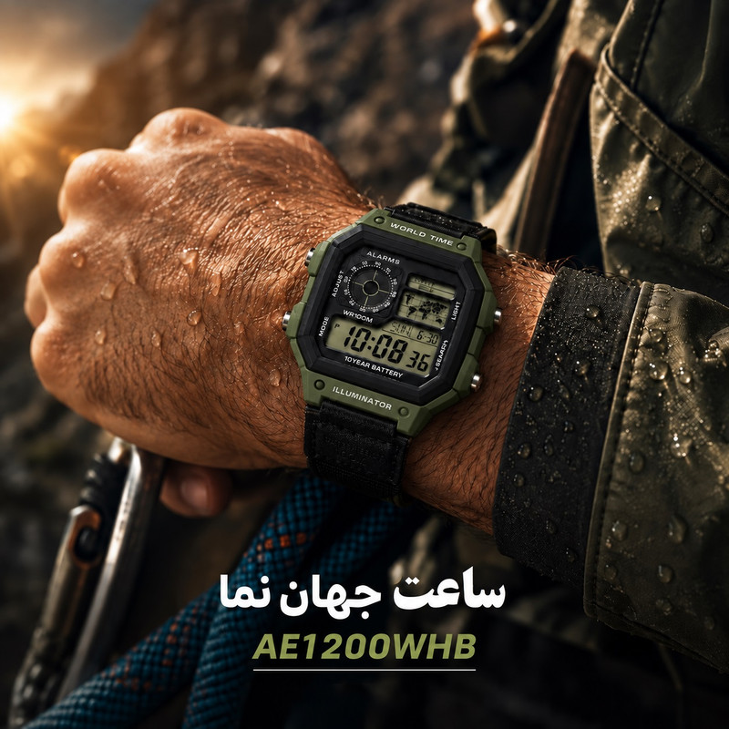 ساعت مچی دیجیتال جهان نما ماژول ژاپن مدل  AE-1200WHB-C1
