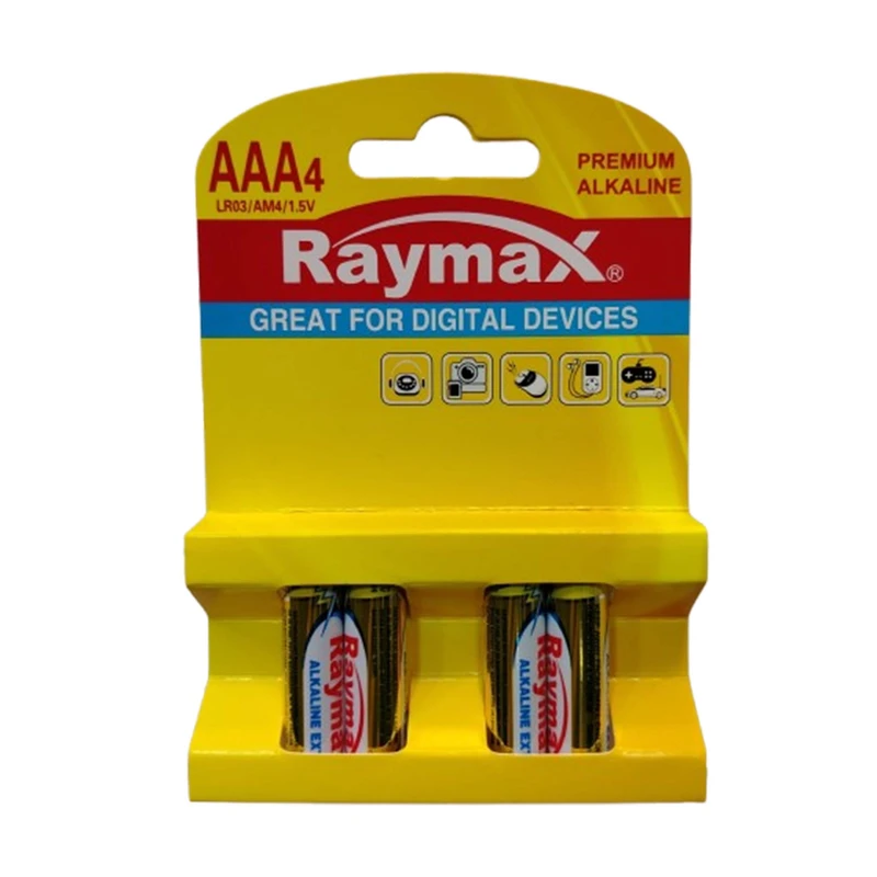 باتری نیم قلمی رایمکس مدل PREMIUM-ALKALAINE بسته ۴ عددی
