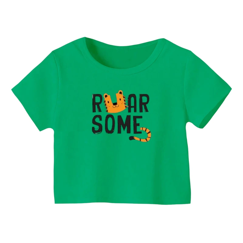 کراپ‌ تی‌شرت آستین کوتاه زنانه مدل ببر کد ۱۰