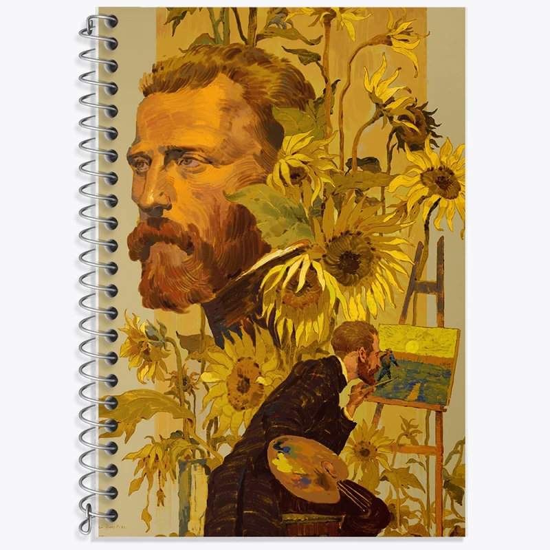 دفتر زبان 50 برگ خندالو مدل سه خط طرح ونسان ونگوگ کد F1289