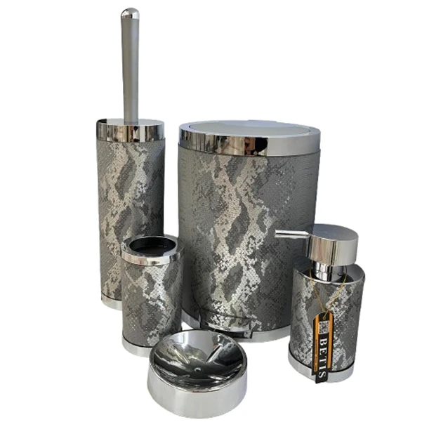 ست سرویس بهداشتی 5 تکه بتیس مدل لوکس چرم پوست ماری