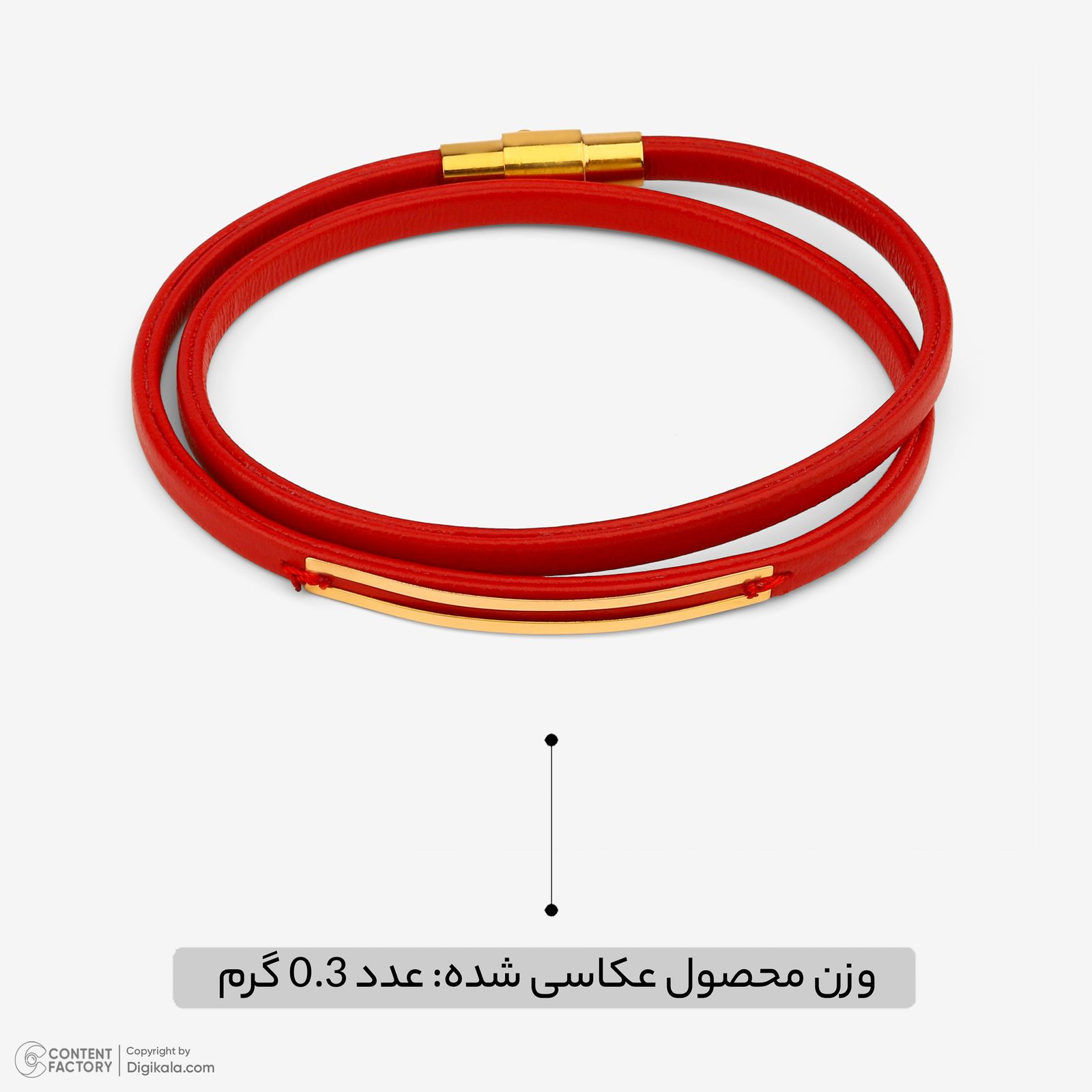 دستبند طلا 18 عیار زنانه با بند چرمی وی گالری مدل مستطیل کد LBB5508 -  - 8