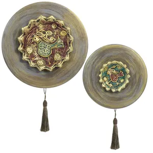 بشقاب دیوارکوب سفالی مدل پرنده کد 20-25 مجموعه ۲ عددی