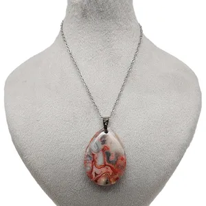 گردنبند دخترانه مدل عقیق سلیمانی طرح اشک کد 12-67