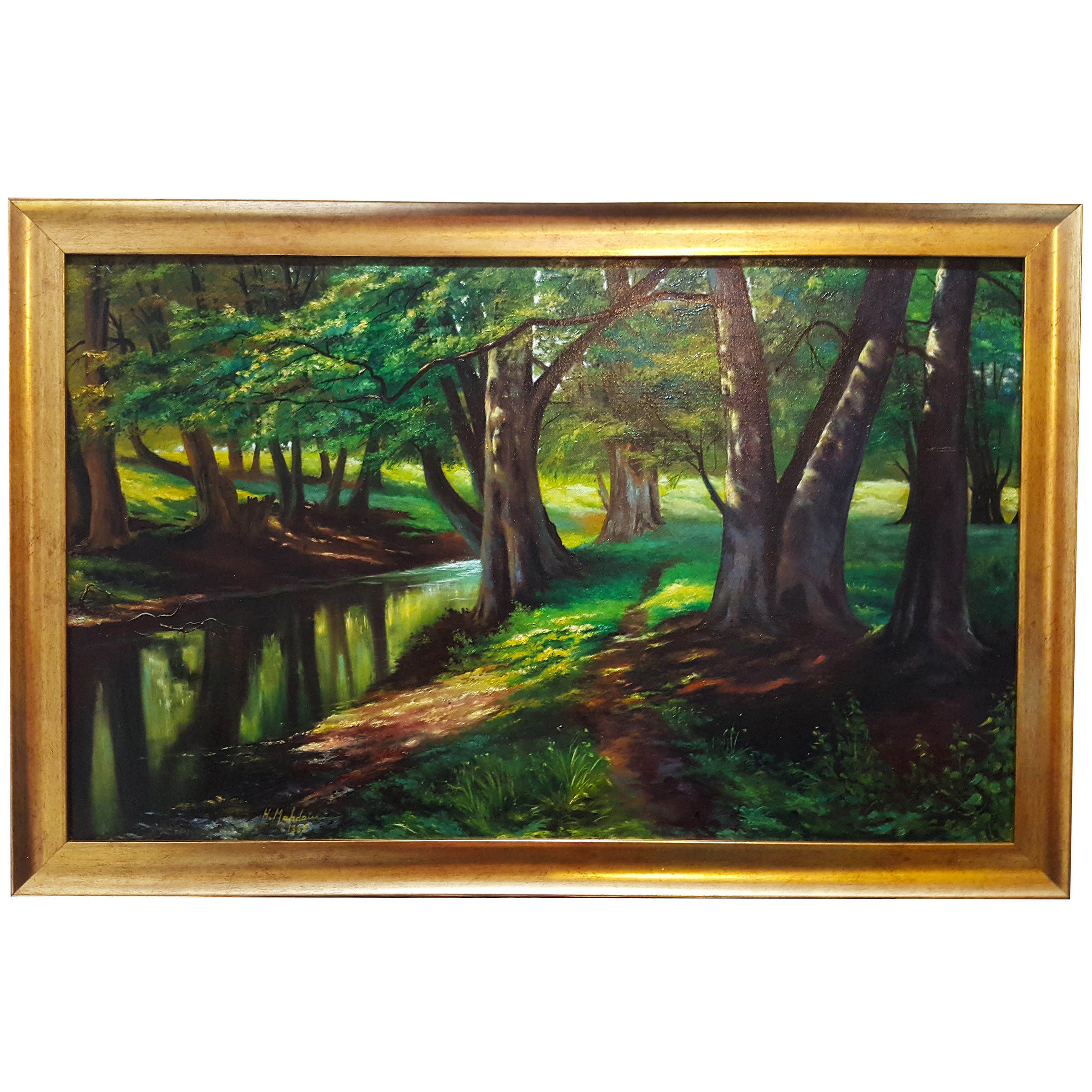 تابلو نقاشی رنگ روغن مدل در اعماق جنگل