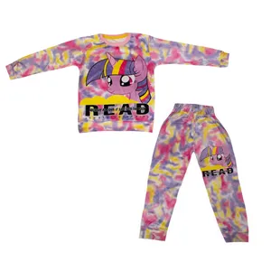 ست سویشرت و شلوار دخترانه مدل مخمل طرح یونیکورن