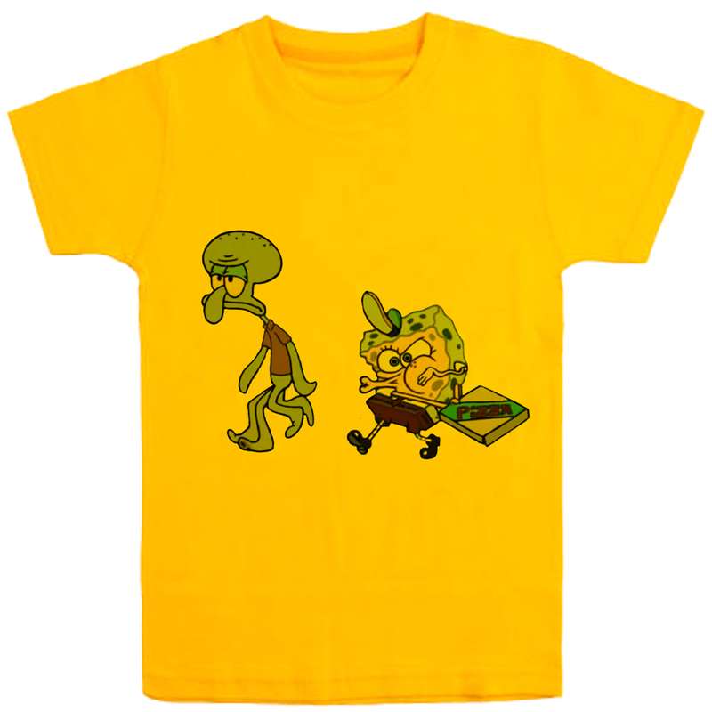 تی شرت آستین کوتاه پسرانه مدل باب اسفنجی D193 رنگ زرد