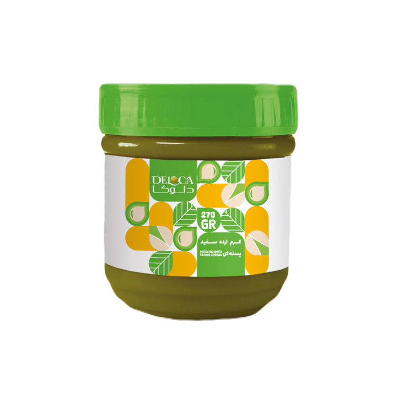 کرم ارده شکلات سفید پسته ای دلوکا - 270 گرم