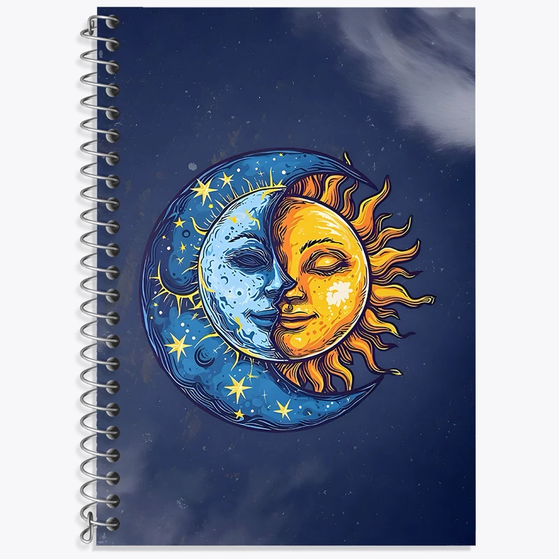 دفتر زبان 50 برگ خندالو مدل دو خط طرح خورشید و ماه کد N5067