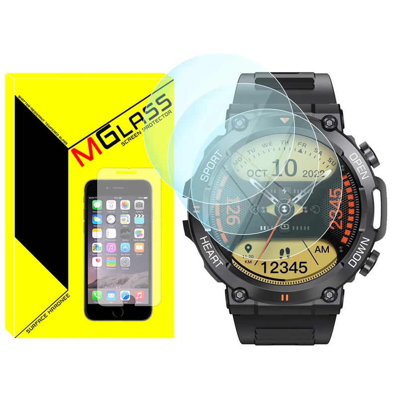 محافظ صفحه نمایش شیشه‌ای ام‌گلس مدل SH-MG مناسب برای ساعت هوشمند هپی تاچ K56 / K56 Pro / K56 Ultra بسته سه عددی