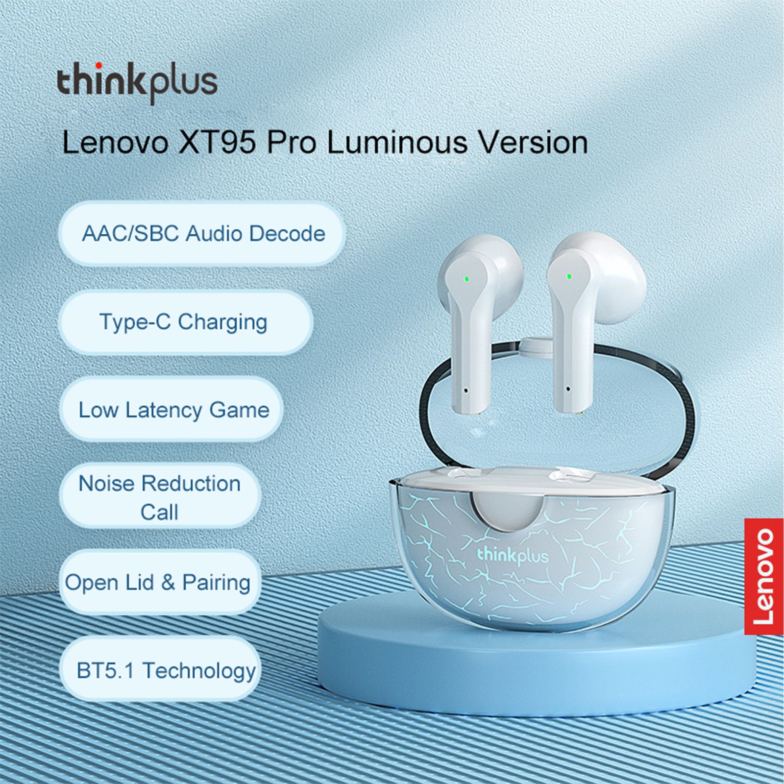 هندزفری بلوتوثی لنوو مدل Thinkplus live pods XT95 Pro Luminous -  - 5