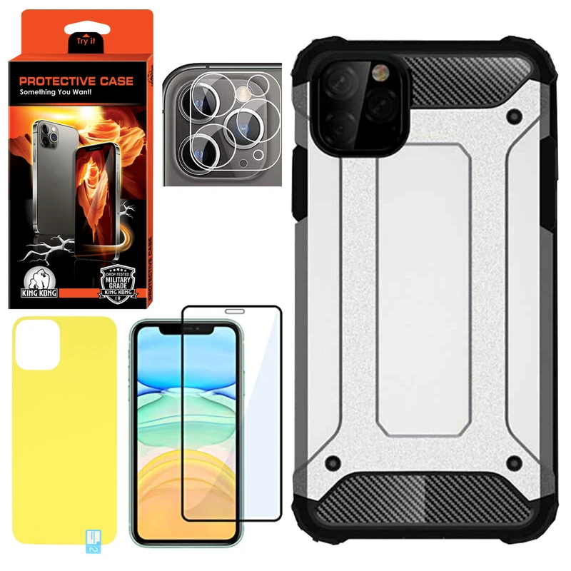 کاور کینگ کونگ مدل DIFNDER-II مناسب برای گوشی موبایل اپل Iphone 11 Pro Max به همراه محافظ صفحه نمایش و محافظ پشت گوشی و محافظ لنز دوربین