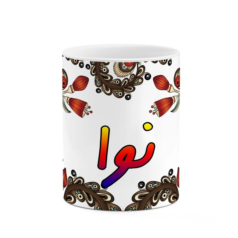 ماگ کاکتی مدل اسم نوا طرح سنتی گل و بته کد mgh48077