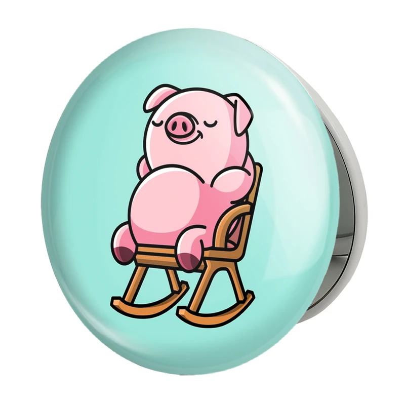 آینه جیبی خندالو طرح  حیوانات بامزه خوک مدل تاشو کد 28354 