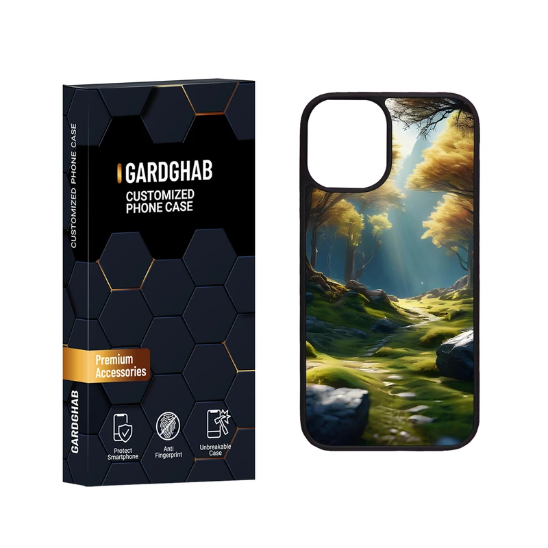 کاور گارد قاب مدل دور ژله ای پشت گلس هنری مناسب برای گوشی موبایل اپل iPhone 12 Mini