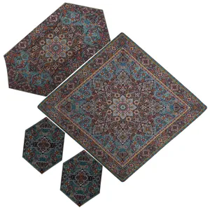 ست جهار تکه رومیزی ترمه عدل کشمیر طرح کاشان k41