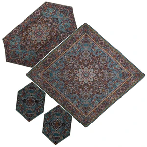 ست جهار تکه رومیزی ترمه عدل کشمیر طرح کاشان k41