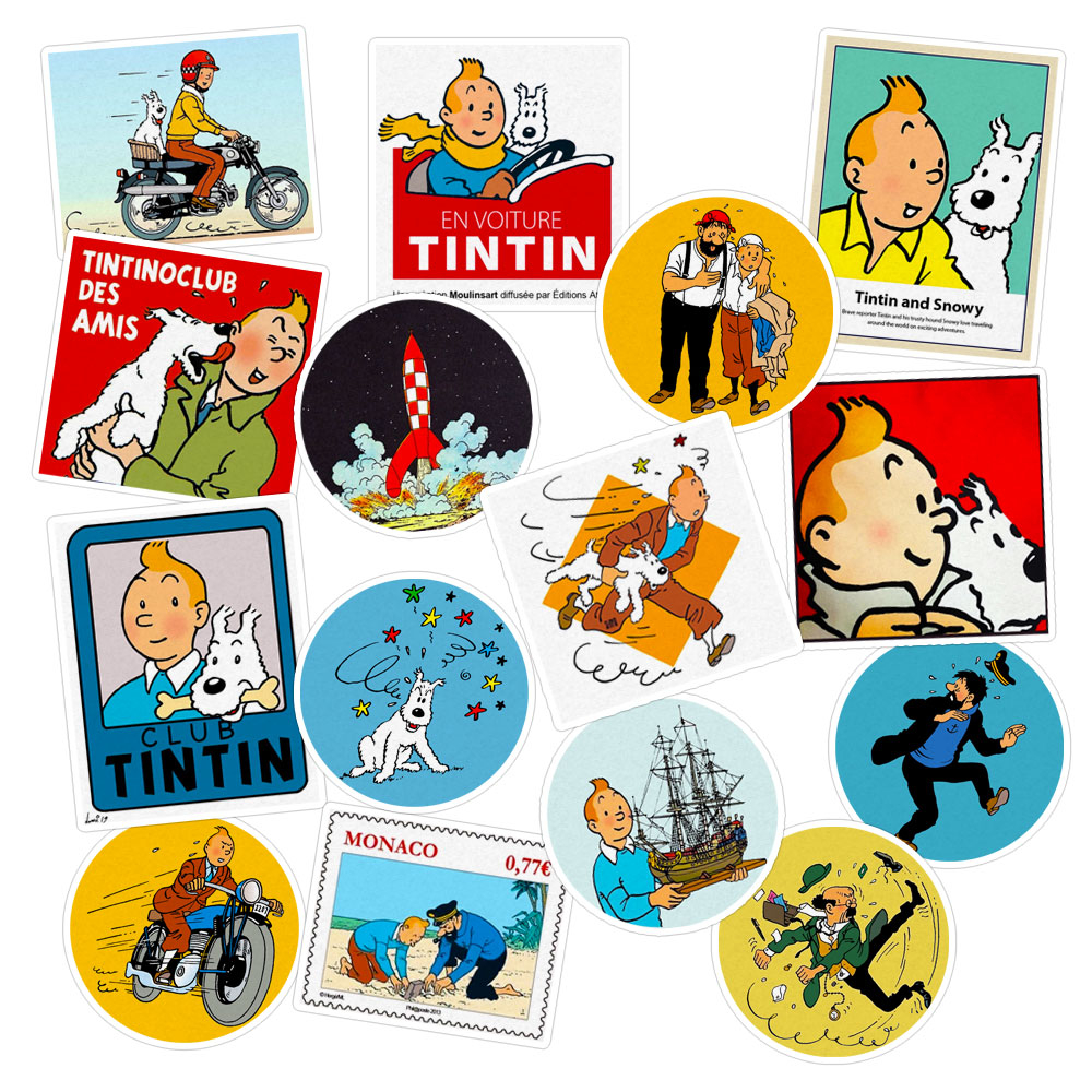 استیکر لپ تاپ ماسا دیزاین طرح تن تن کد tintin 01 مجموعه 15 عددی