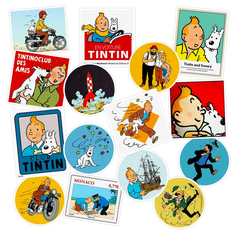 استیکر لپ تاپ ماسا دیزاین طرح تن تن کد tintin 01 مجموعه 15 عددی