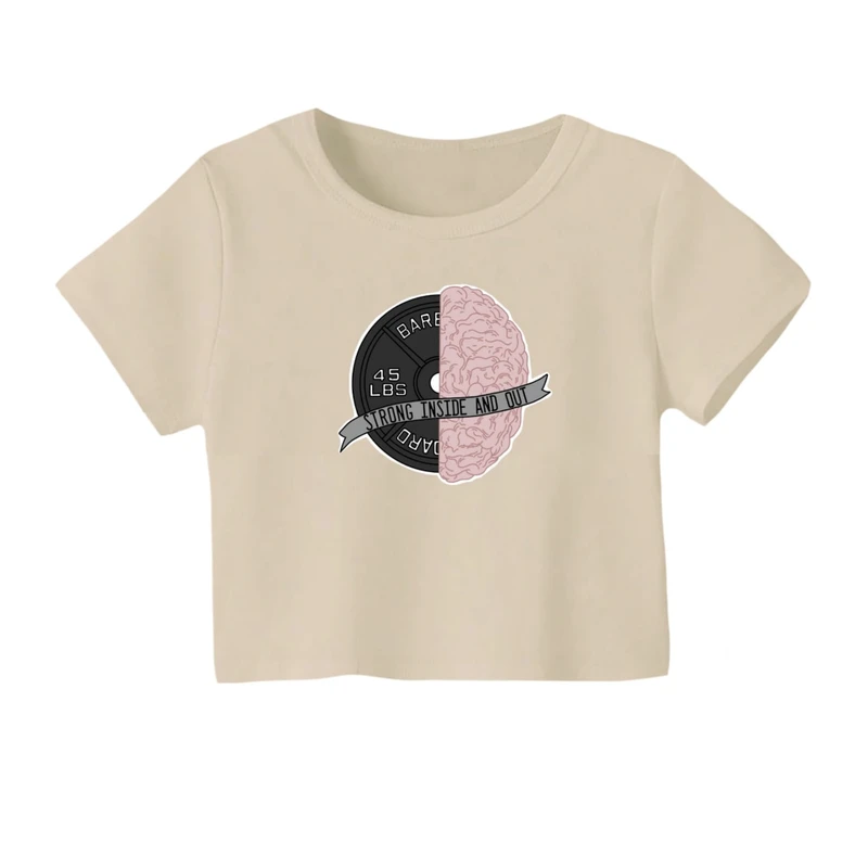 کراپ‌ تی‌شرت آستین کوتاه زنانه مدل مغز قوی