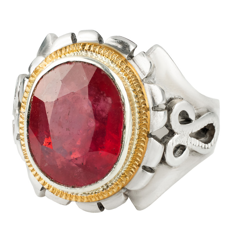 انگشتر نقره مردانه مدل یاقوت سرخ کد SGR-31