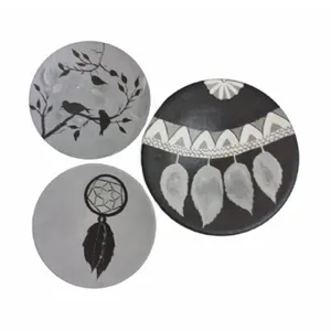 بشقاب دیوارکوب سفالی طرح دیم کچر کد 545 مجموعه 3 عددی