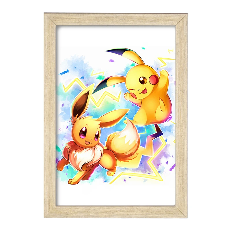 تابلو خندالو مدل پیکاچو و ایو انیمه پوکمون  کد 17365