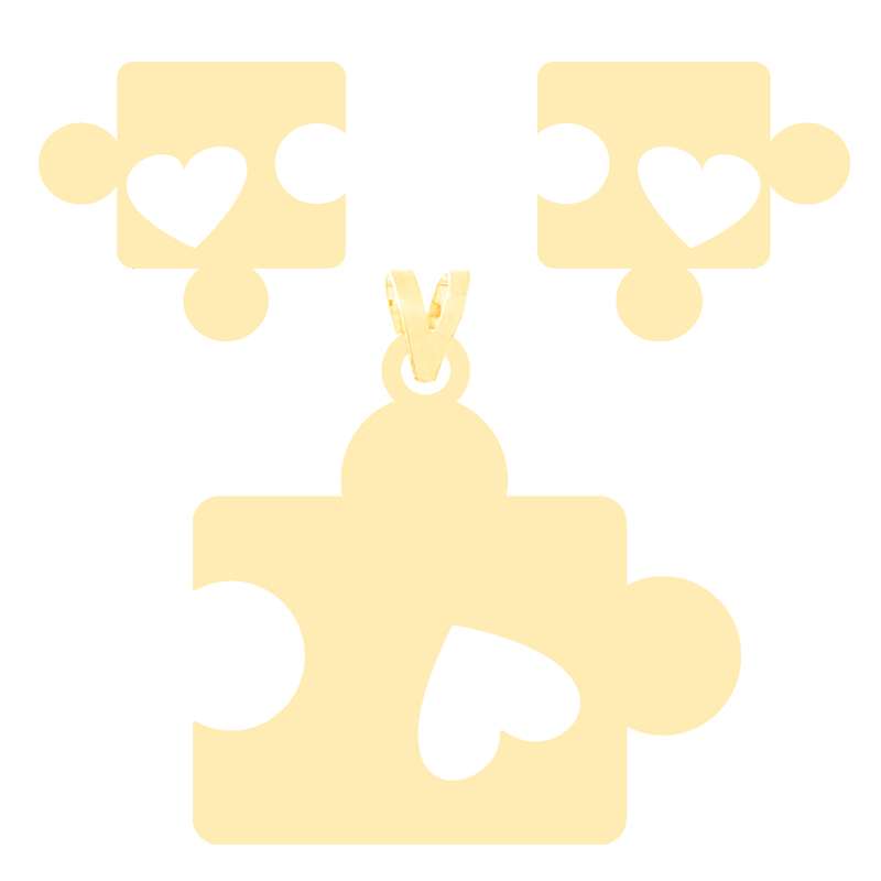 نیم ست طلا 18 عیار زنانه کرابو طرح پازل قلب مدل Kr8009