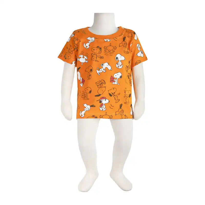 تی شرت آستین کوتاه نوزادی آدمک مدل اسنوپی کد 150003 رنگ نارنجی