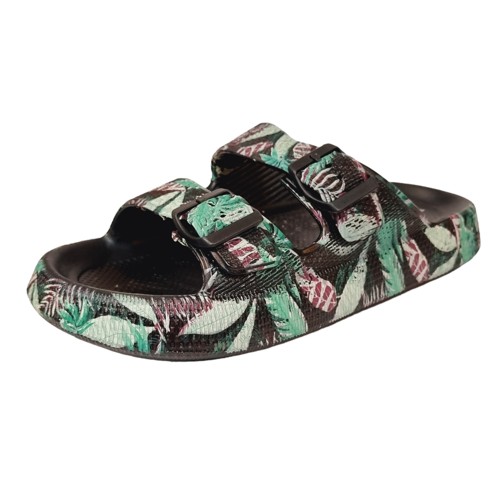 دمپایی زنانه زیتون مدل کاسپین هاوایی بلک BL-007