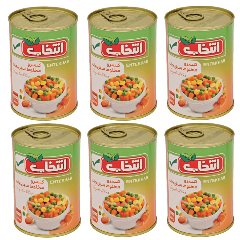 کنسرو مخلوط سبزیجات انتخاب - 380 گرم بسته 6 عددی