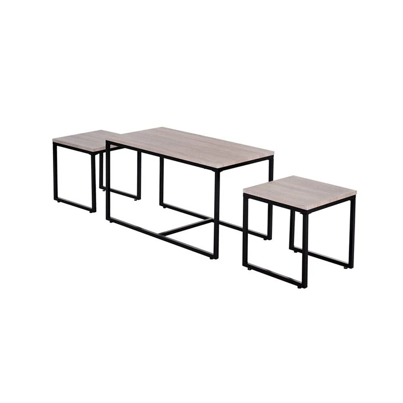 ست میز جلومبلی و میز عسلی مستطیل با پایه فلز و صفحه MDF هیراد مدل J5-MDF