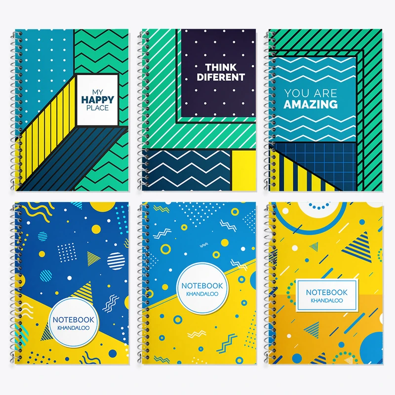 دفتر زبان 50 برگ خندالو مدل دو خط طرح فانتزی کد 22 مجموعه 6 عددی