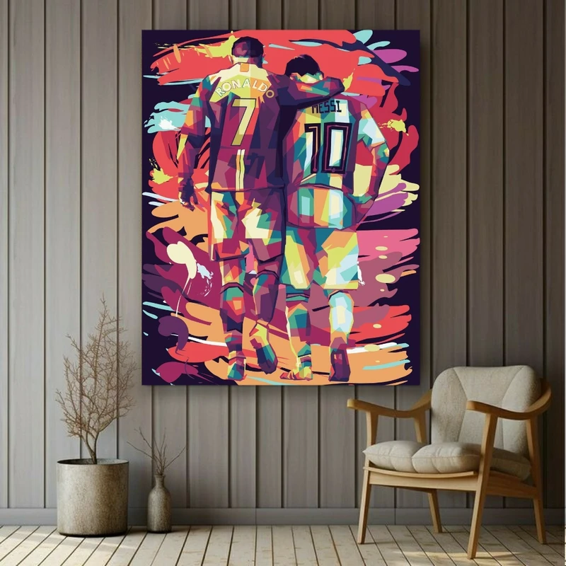تابلو بوم طرح ستارگان فوتبال جهان مدل رونالدو و مسی کد BR140