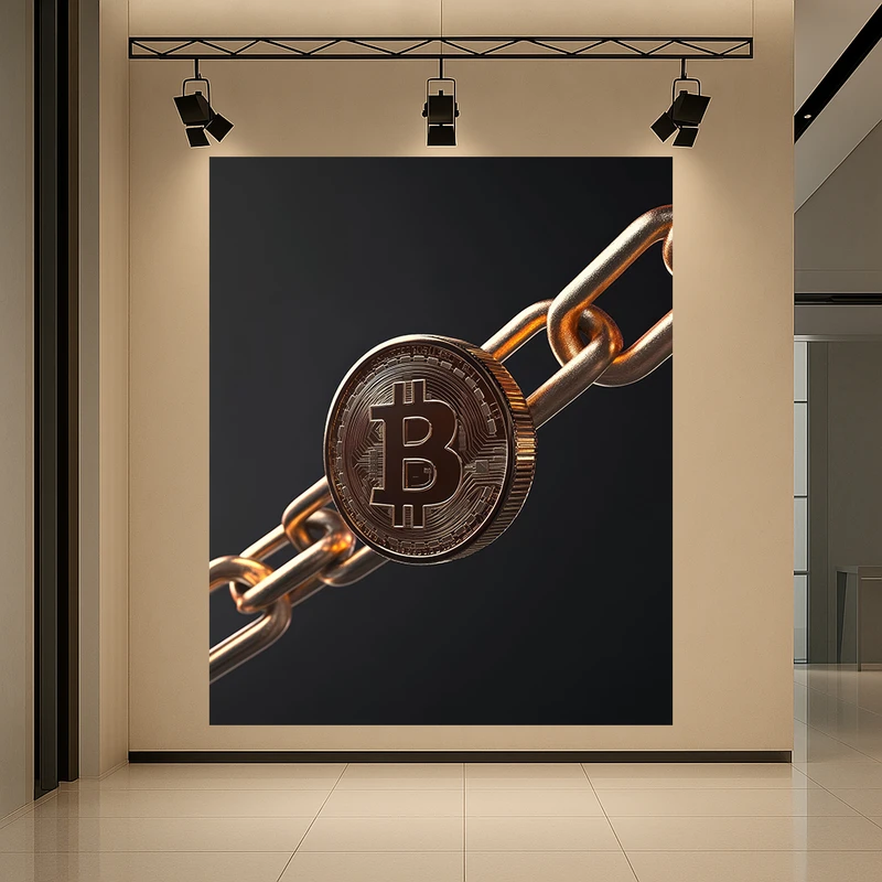 تابلو بوم طرح مخمل بیت کوین مدل امنیت بلاکچین کد AR3059019