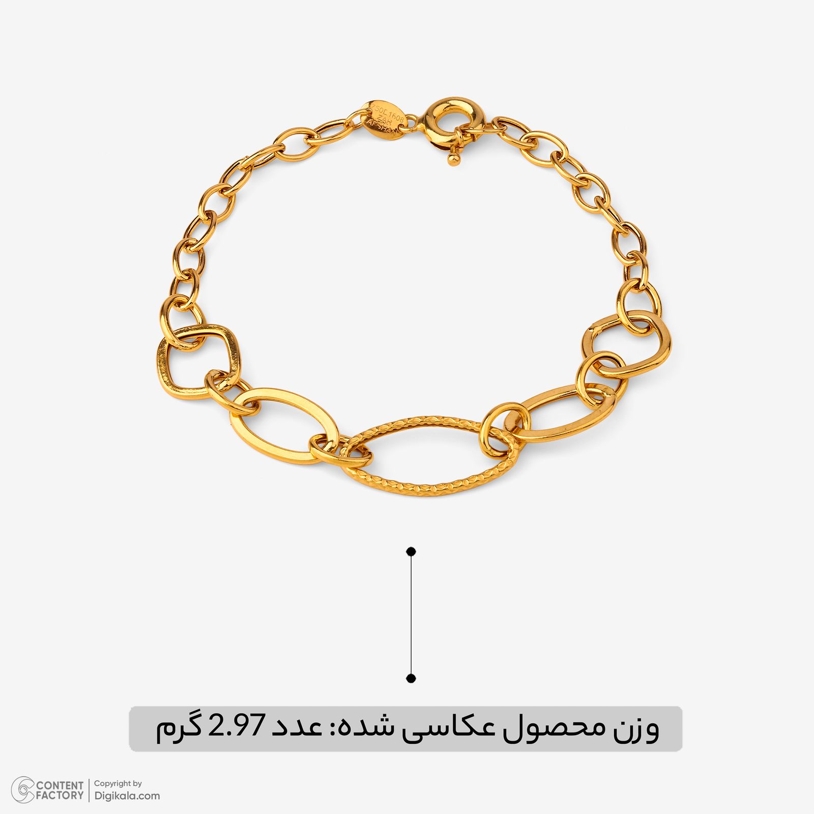 دستبند زنجیری طلا کم اجرت 18 عیار زنانه حانیه مدل 2075 -  - 7