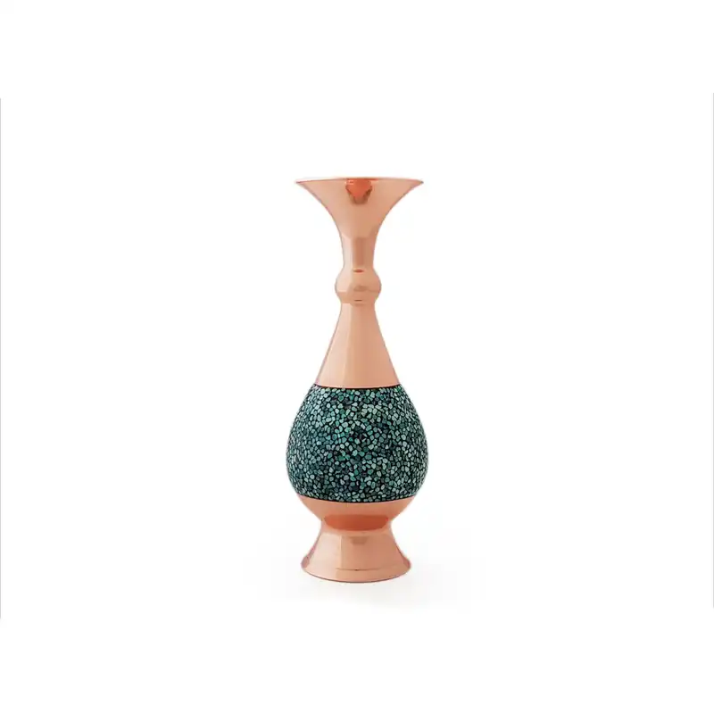 گلدان فیروزه کوبی مسی کد 25c