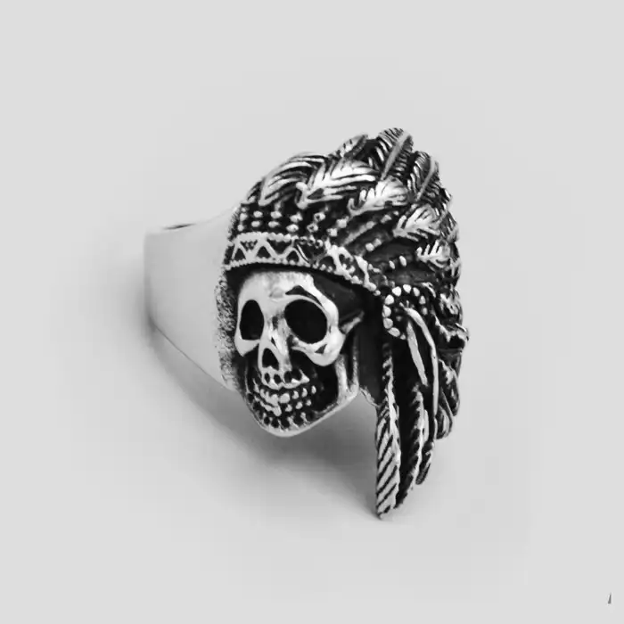 انگشتر مدل نیم رخ جمجمه سرخپوست