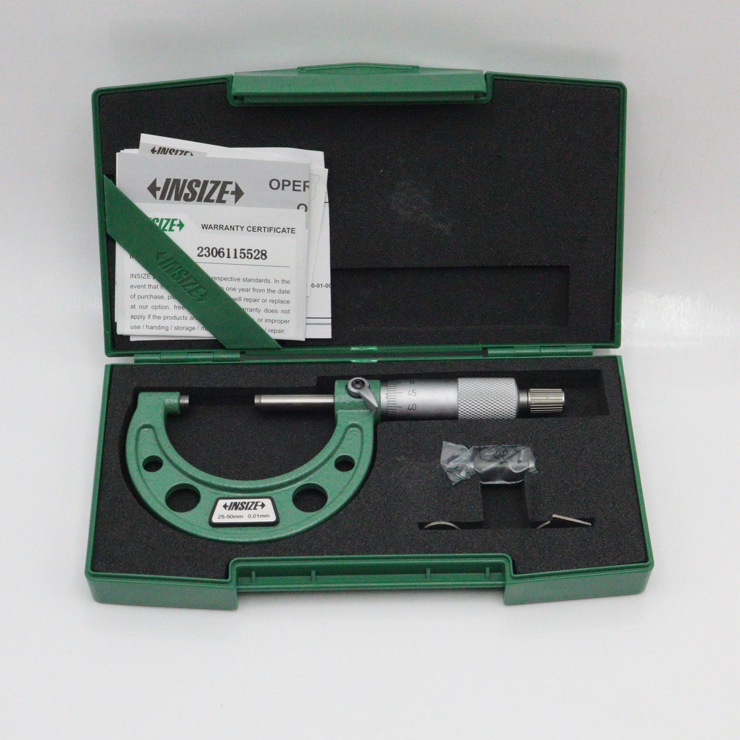 میکرومتر بیرون سنج اینسایز مدل YP-3203-50A-25-50x0.01MM گستره 25-50 میلی متر