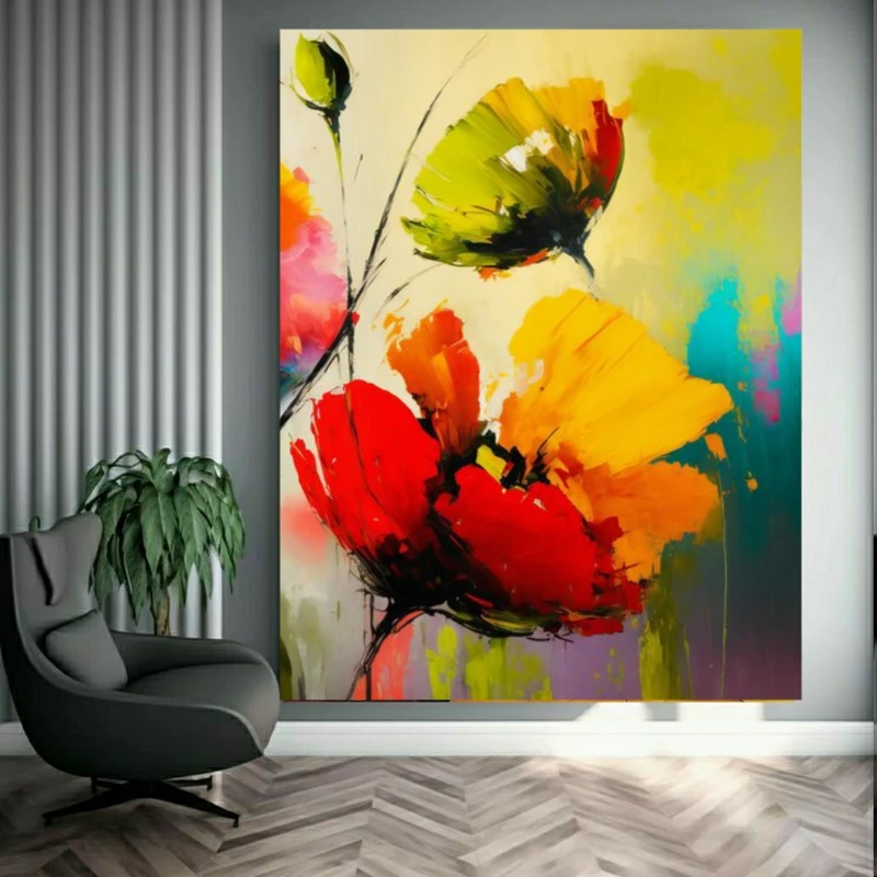  تابلو بوم طرح مخمل نقاشی مدل گل کد GR1963