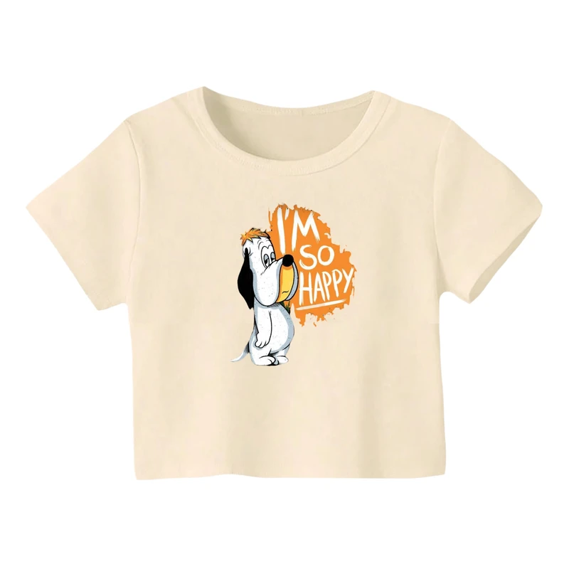 کراپ‌ تی‌شرت آستین کوتاه زنانه مدل سگ کد 11