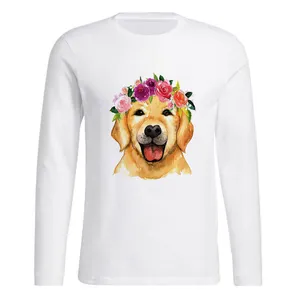 تی شرت آستین بلند زنانه مدل CUTE DOG  کد P31 رنگ سفید