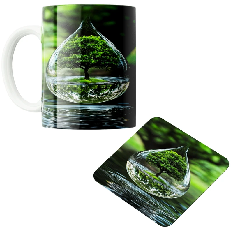 ماگ پاد آفرین مدل قطره آب کد 01 به همراه زیر لیوانی