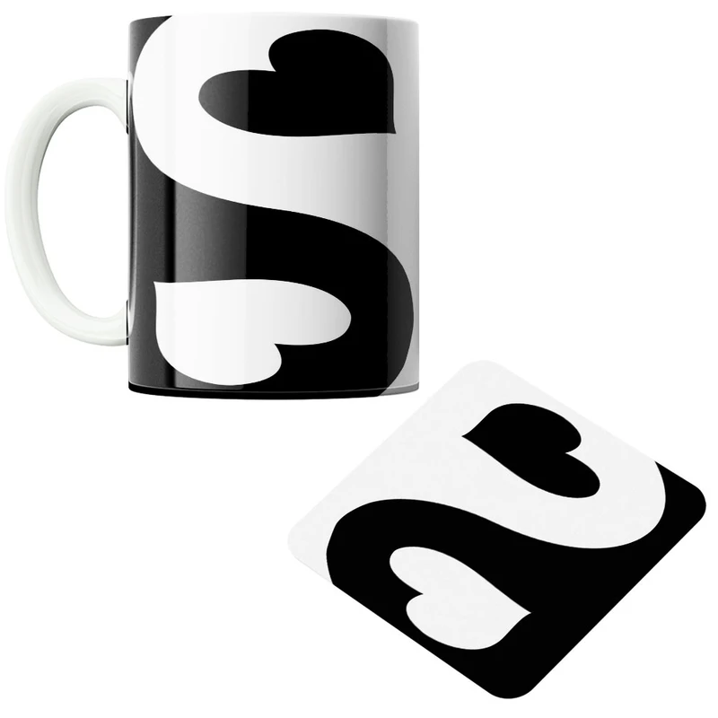 ماگ پاد آفرین مدل قلب کد 501 به همراه زیر لیوانی