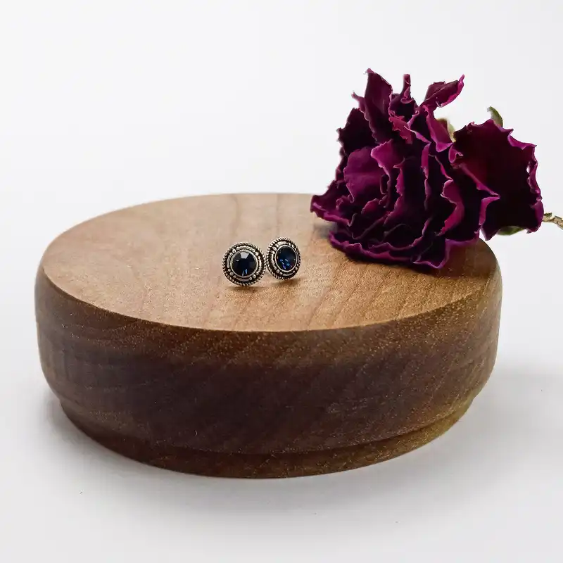 گوشواره نقره زنانه آی ام مدل دایره یاقوتی