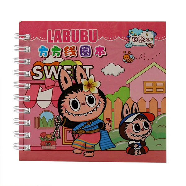 دفترچه یادداشت 12 برگ مدل استیکردار طرح لبوبو و گل سر