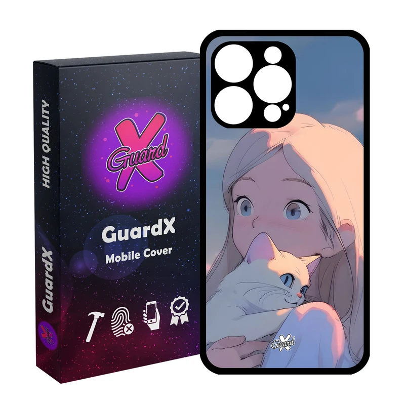 کاور گارد ایکس طرح دختر گربه مدل Glass10661 مناسب برای گوشی موبایل اپل iPhone 15 Pro Max
